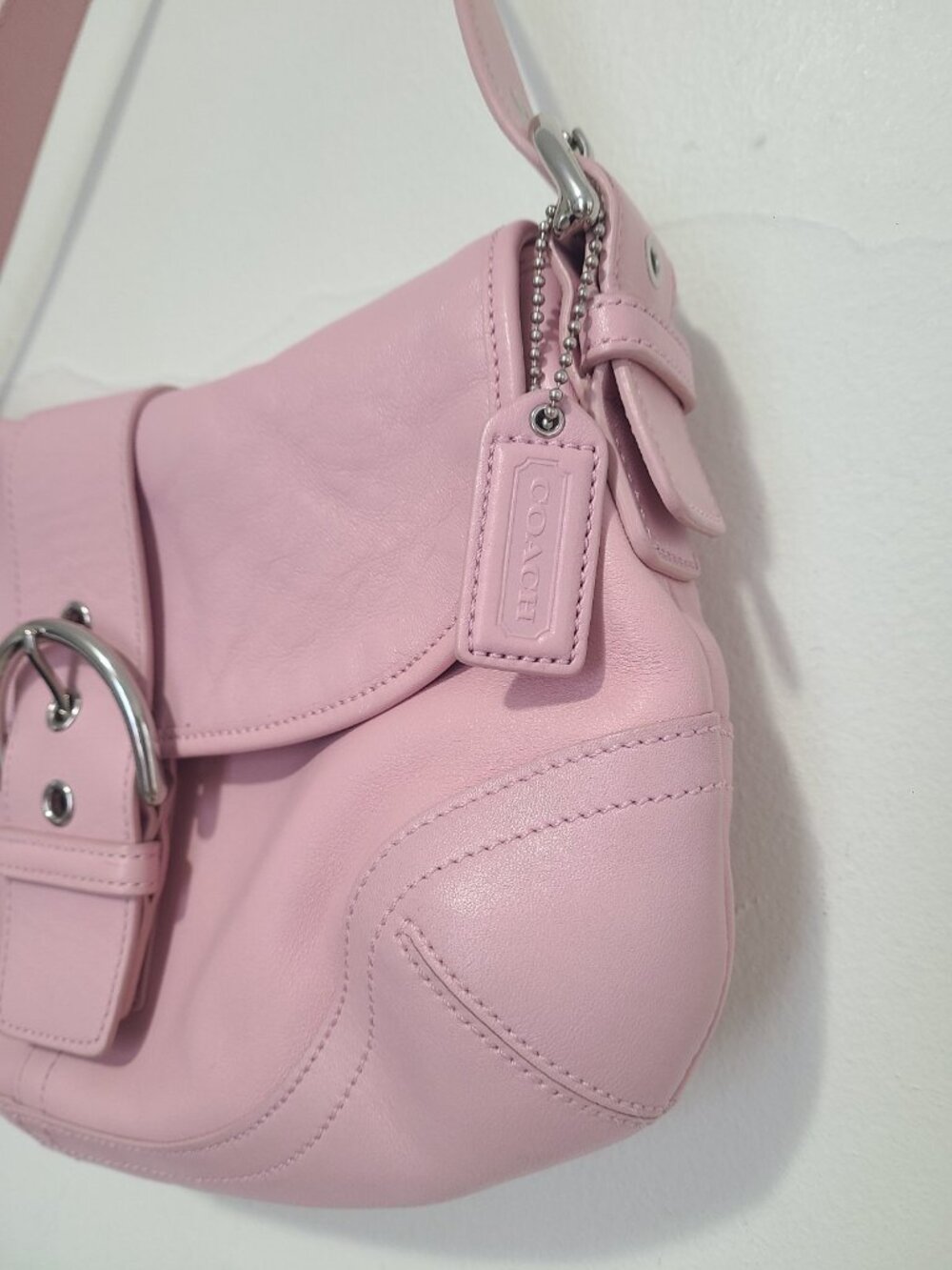 NEW Coach Soho 9248 Barbie Pink Leather Shoulder Bag Y2K Vintage Buckle - Picture 9 of 9